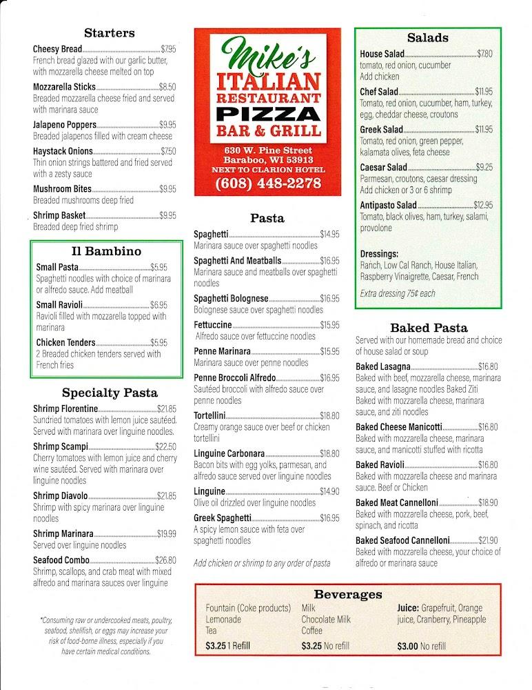 Mike's Italian Restaurant Menu image 2